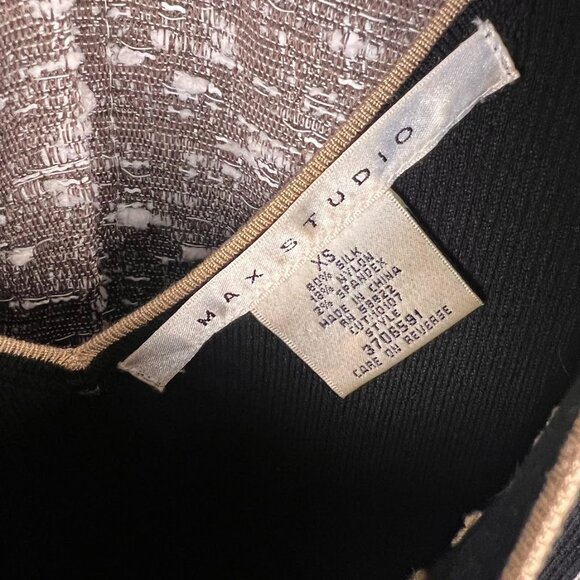 Max‎ Studio Knit XS Black Stretch Tan Embroidered Accent Trim - Picture 2 of 4